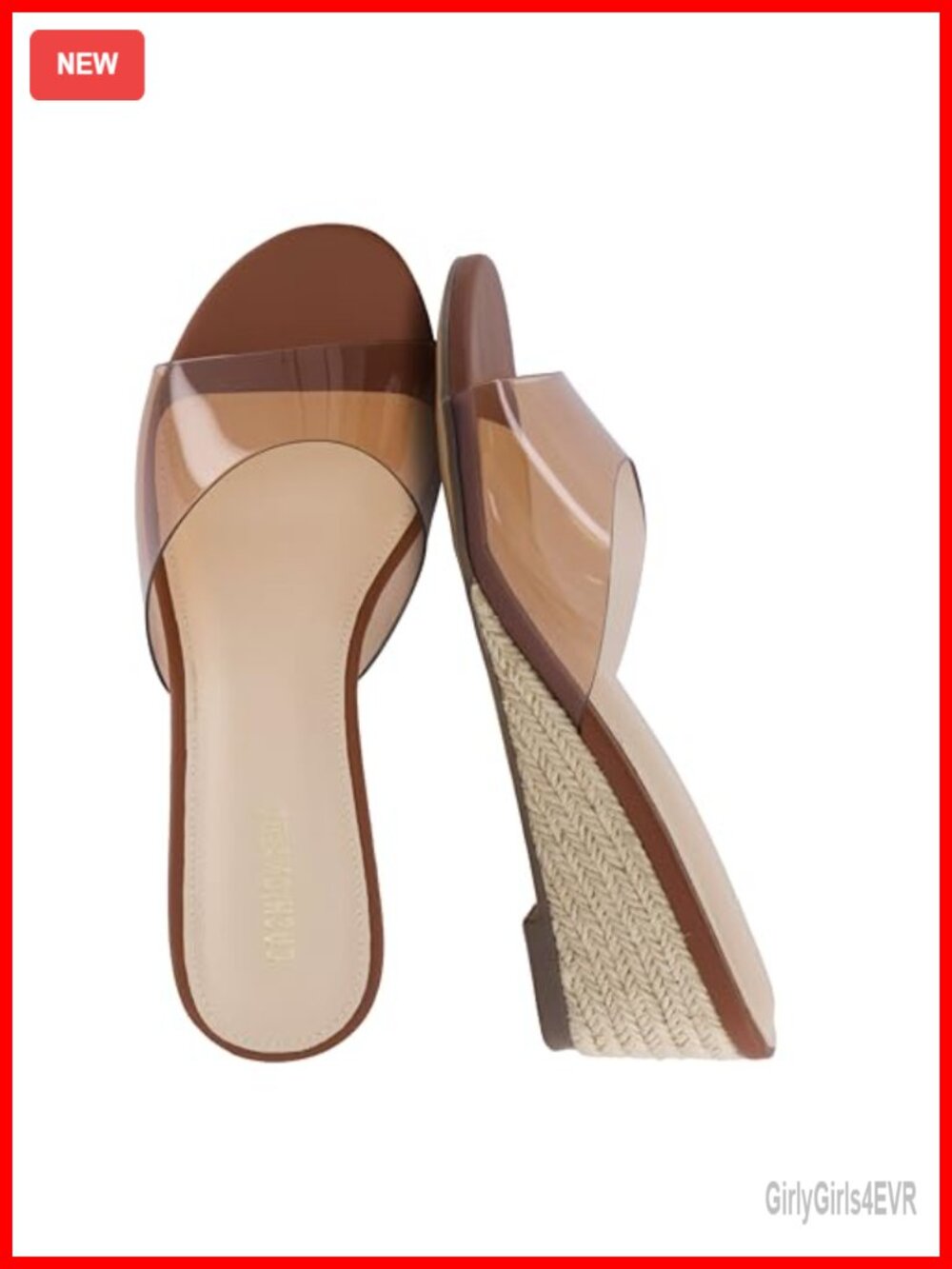 CUSHIONAIRE Clear Slip-On Espadrille Wedge Sandals Memory Foam Comfort